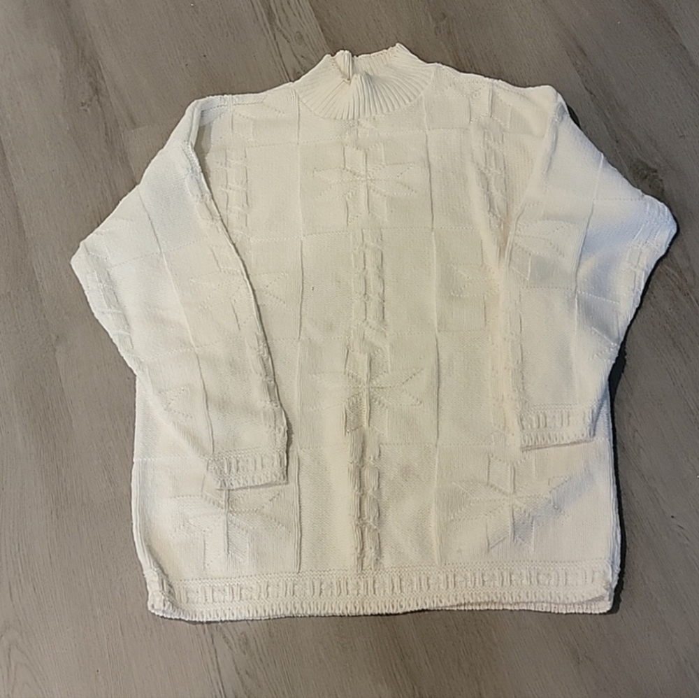 Vintage Bobbie Brooks Cream Turtle Neck Snowflake Sweater